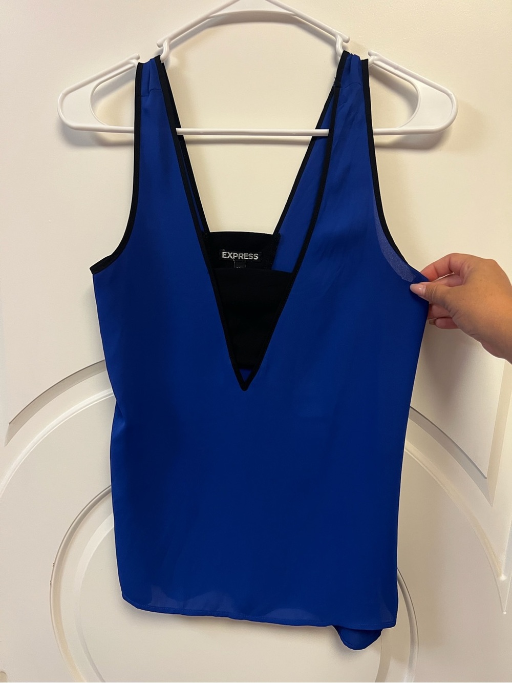 Express Blue Tank Top with Black Trim